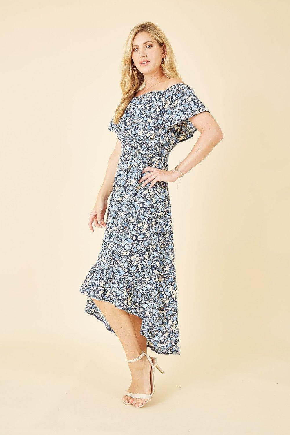 Floral Ditsy Bardot Midi Dress