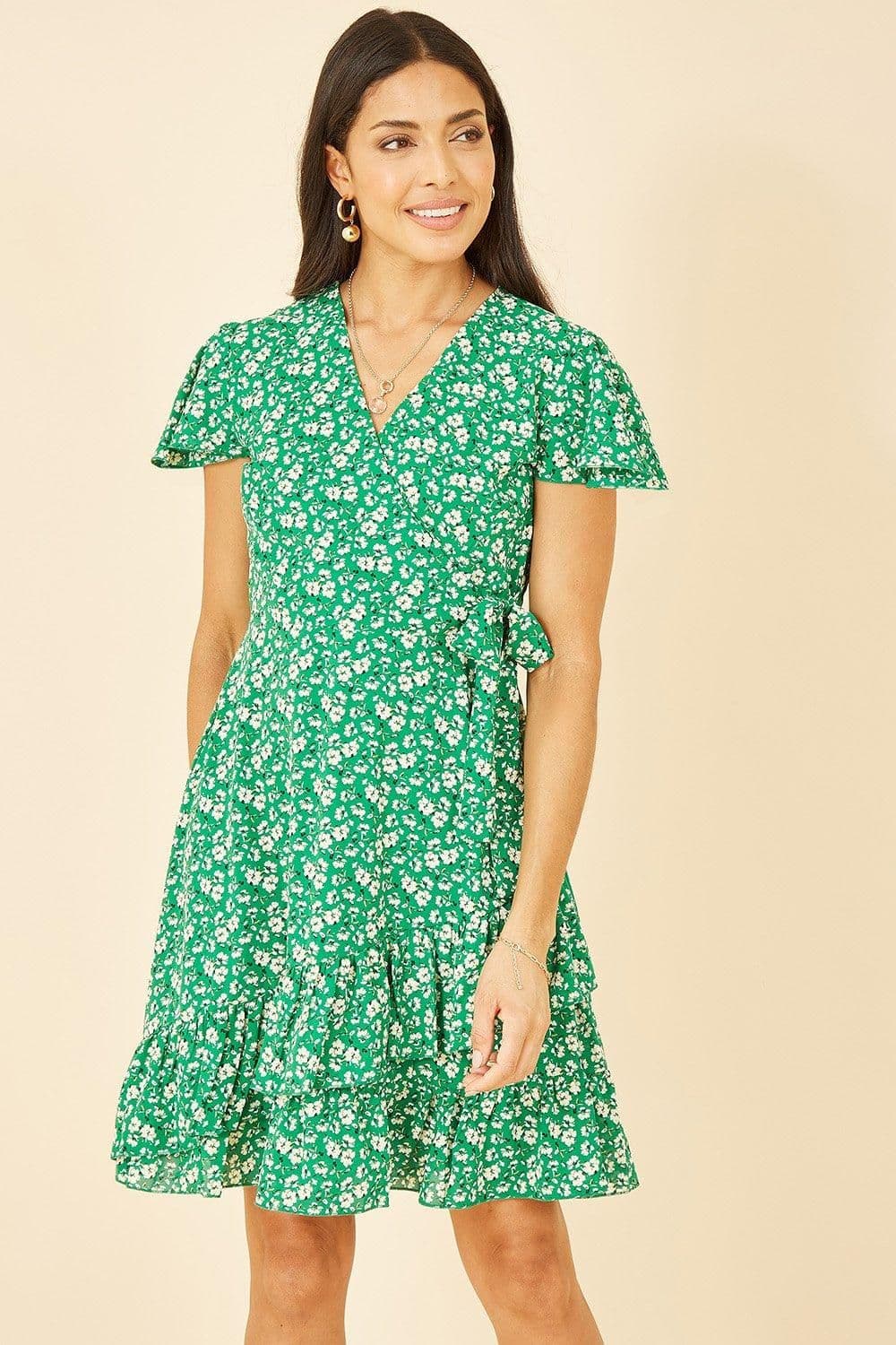 Ditsy Floral Wrap Frill Dress