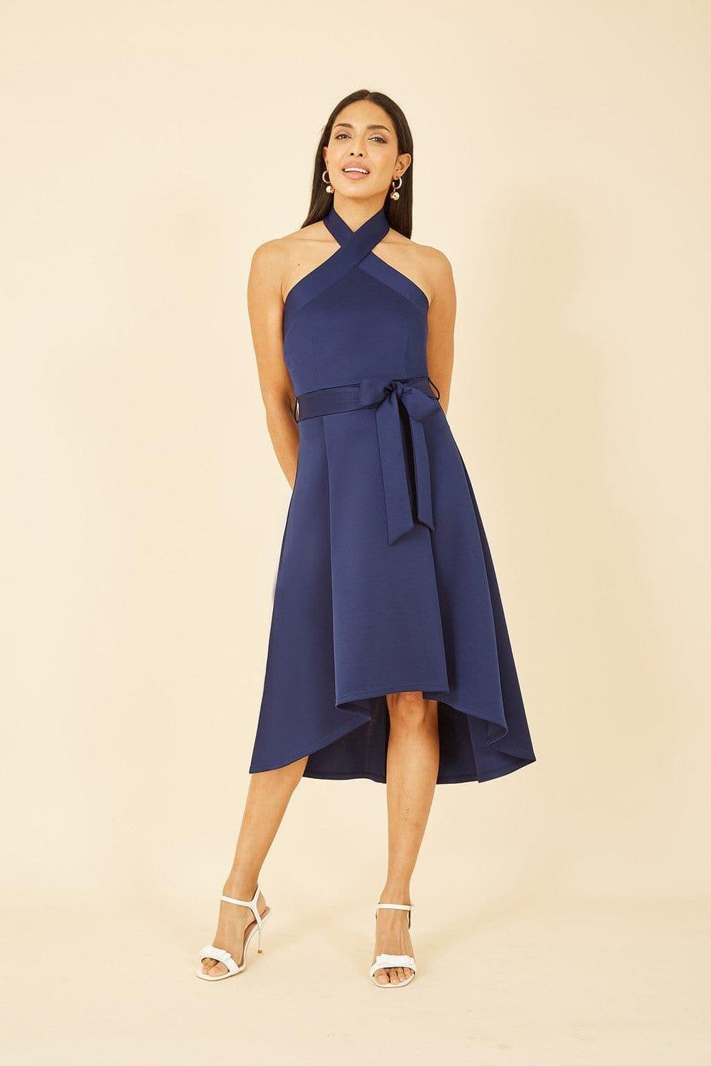 Halterneck Dipped Hem Skater Dress