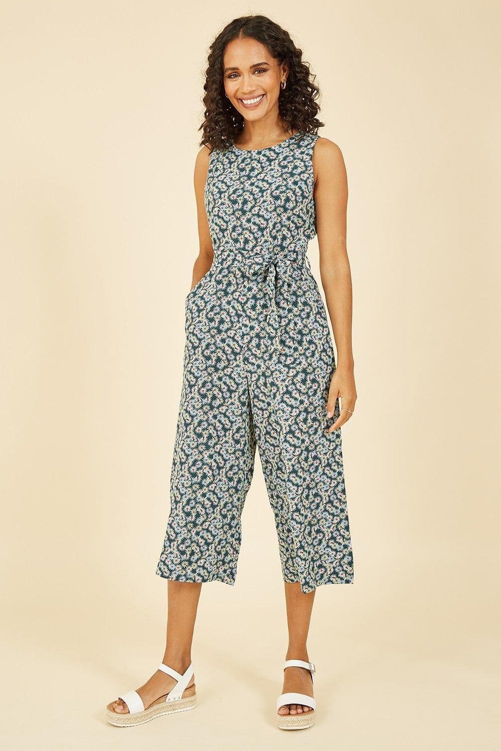 Daisy Floral Print Culotte Jumpsuit
