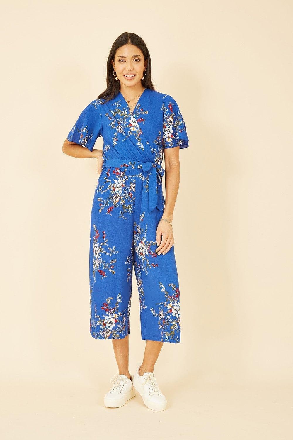 Floral Print Jumpsuit Angel Sleeves