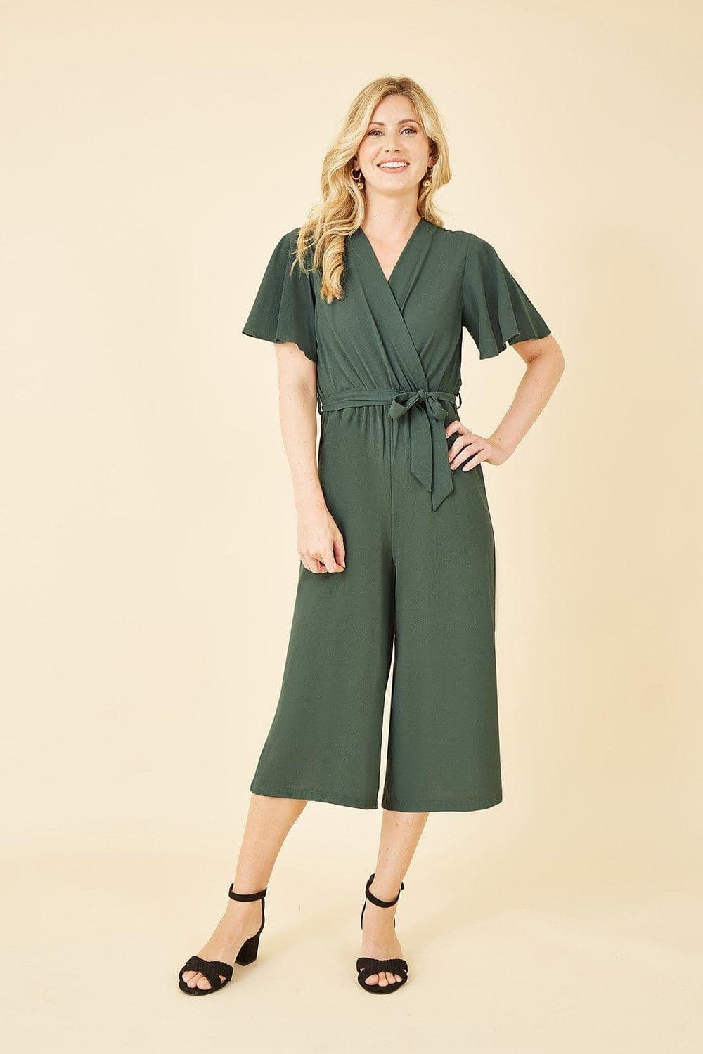 Wrap Over Jumpsuit Angel Sleeves