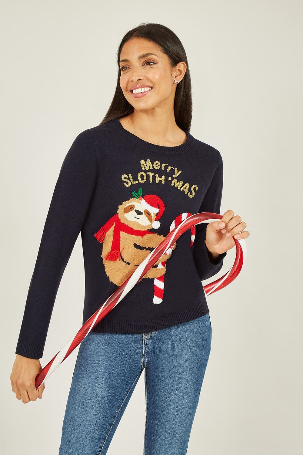 Navy Sloth Christmas Jumper