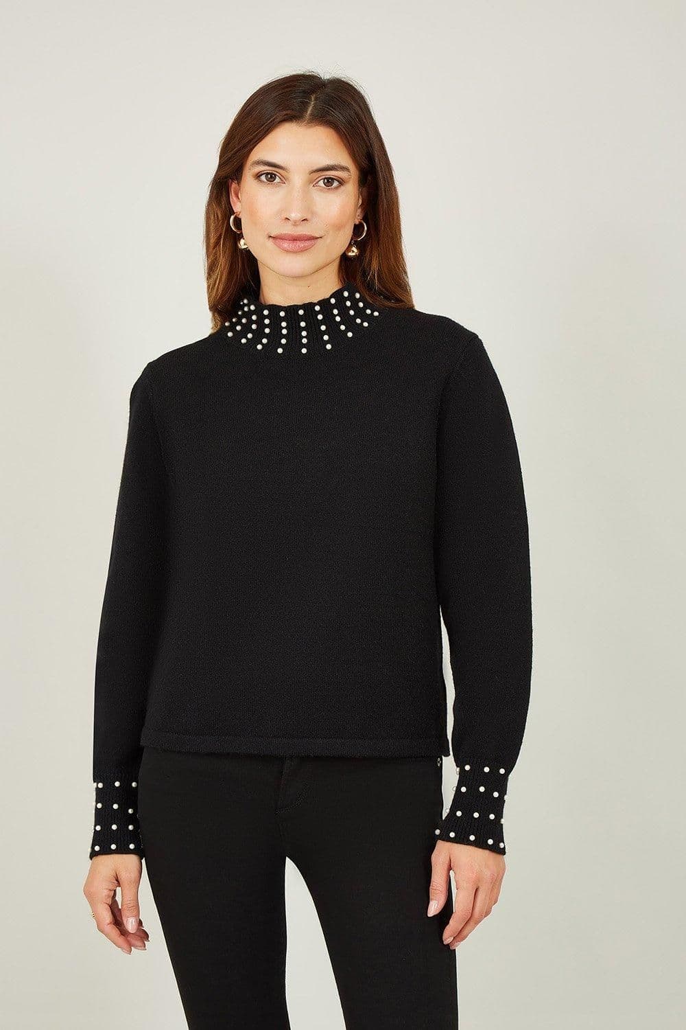 Pearl Detail High Neck Jumper
