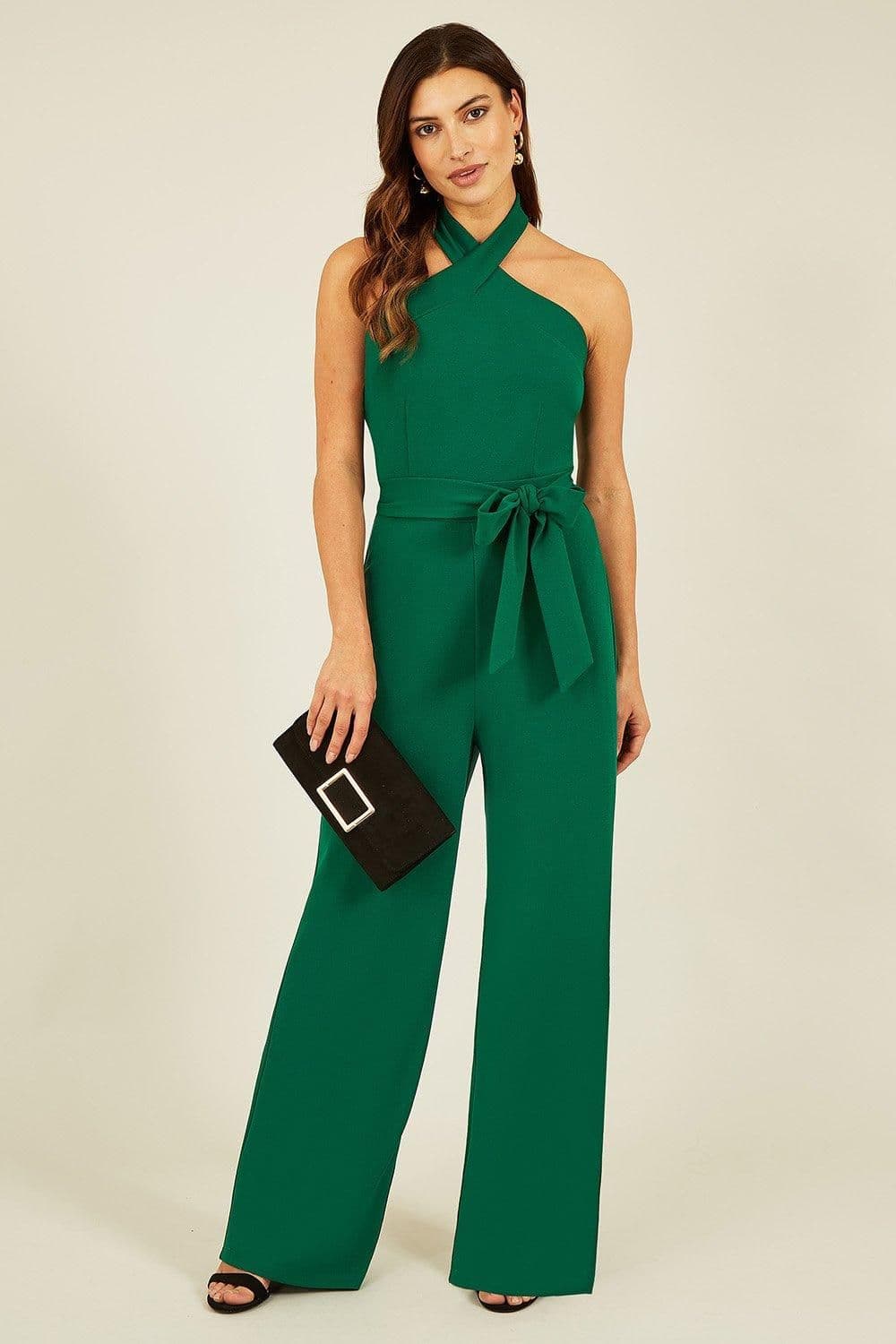 Cross Over Halter Neck Jumpsuit