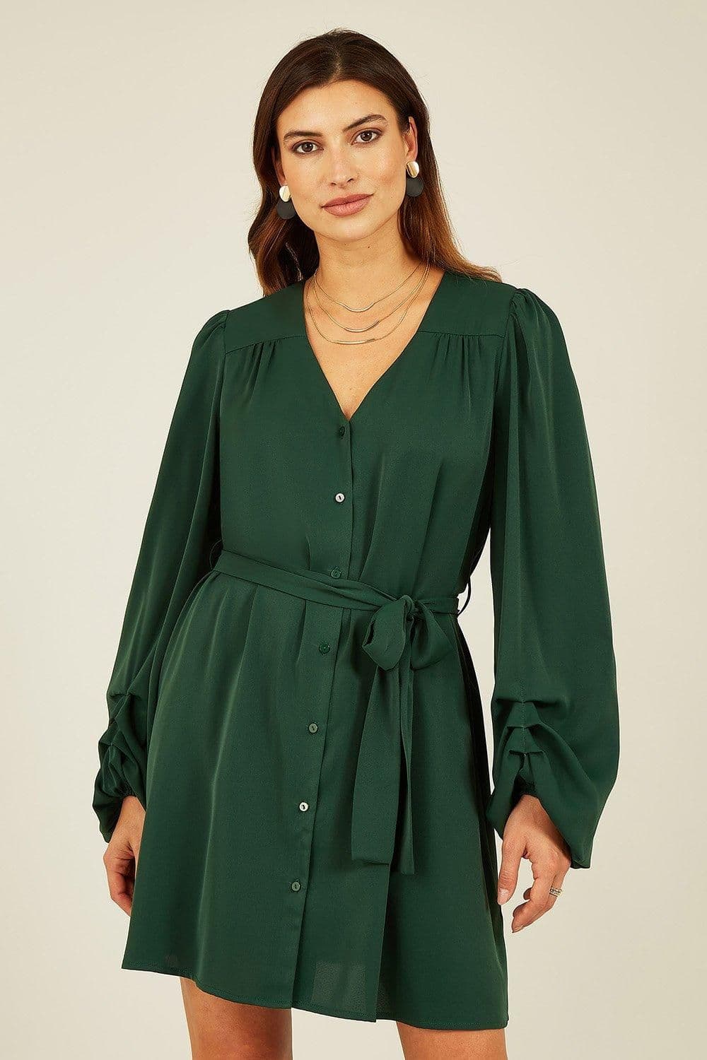 Balloon Sleeve Shirt Dress
