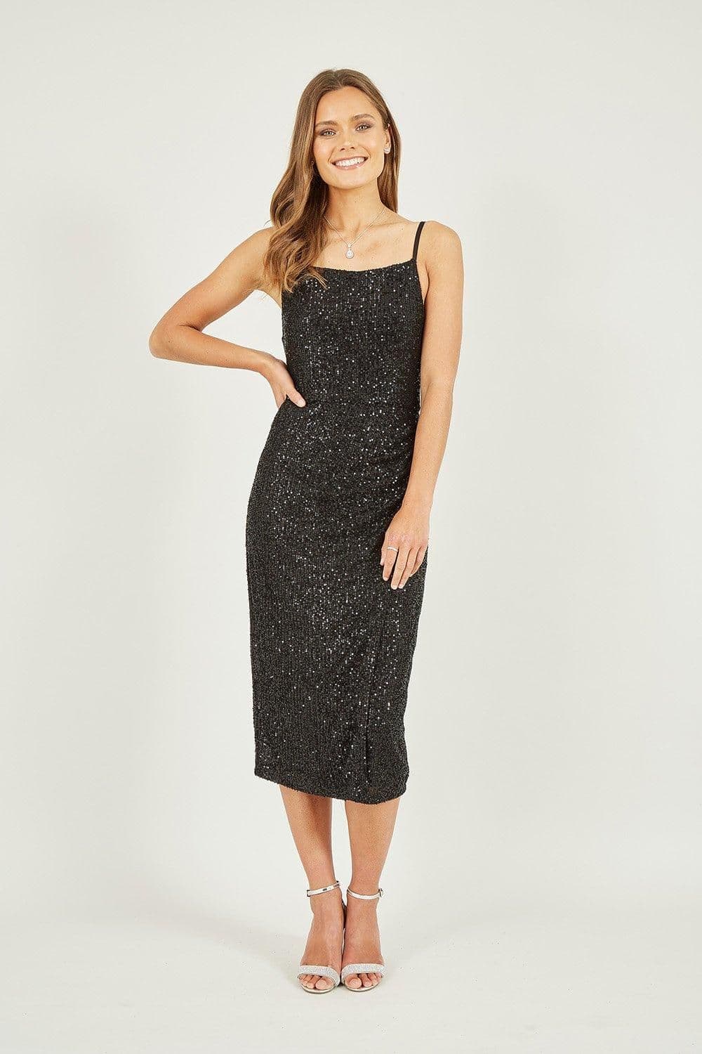 Sequin Fitted Midi Dress