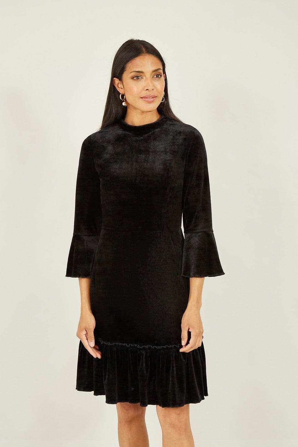 Velvet High Neck Skater Dress