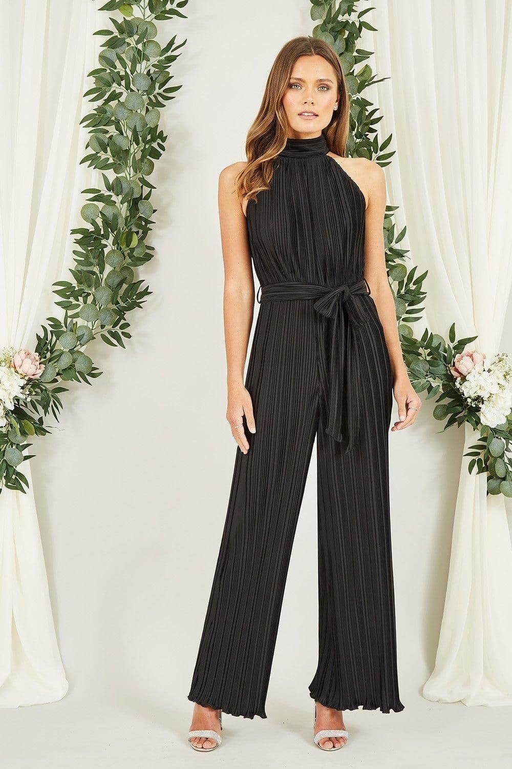 Pleated Halter Neck Jumpsuit
