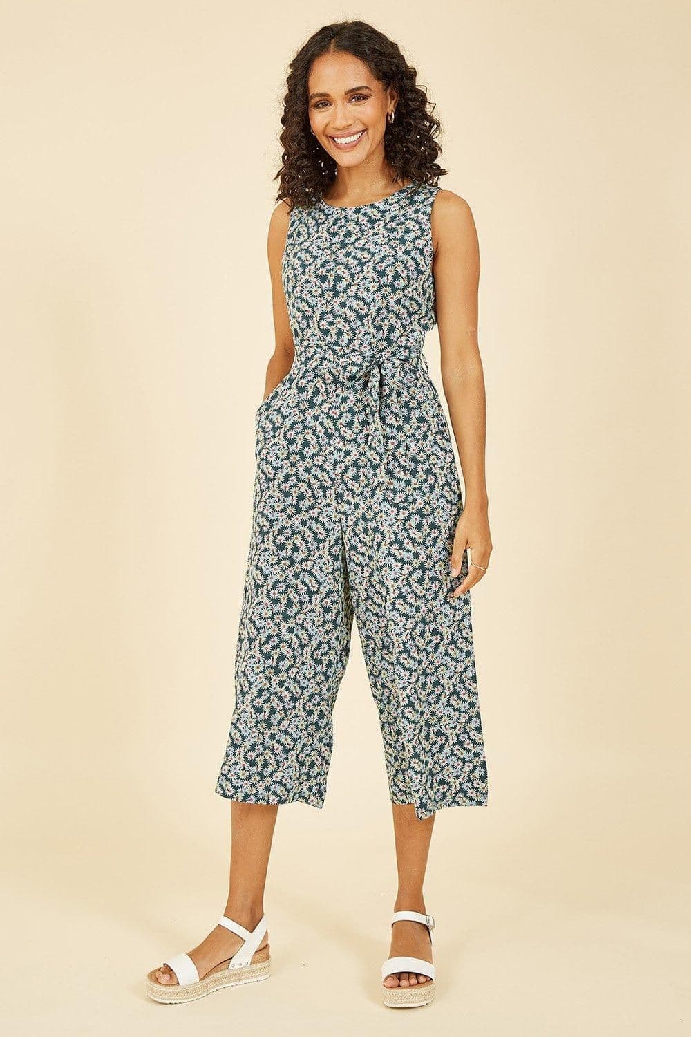Daisy Floral Print Culotte Jumpsuit