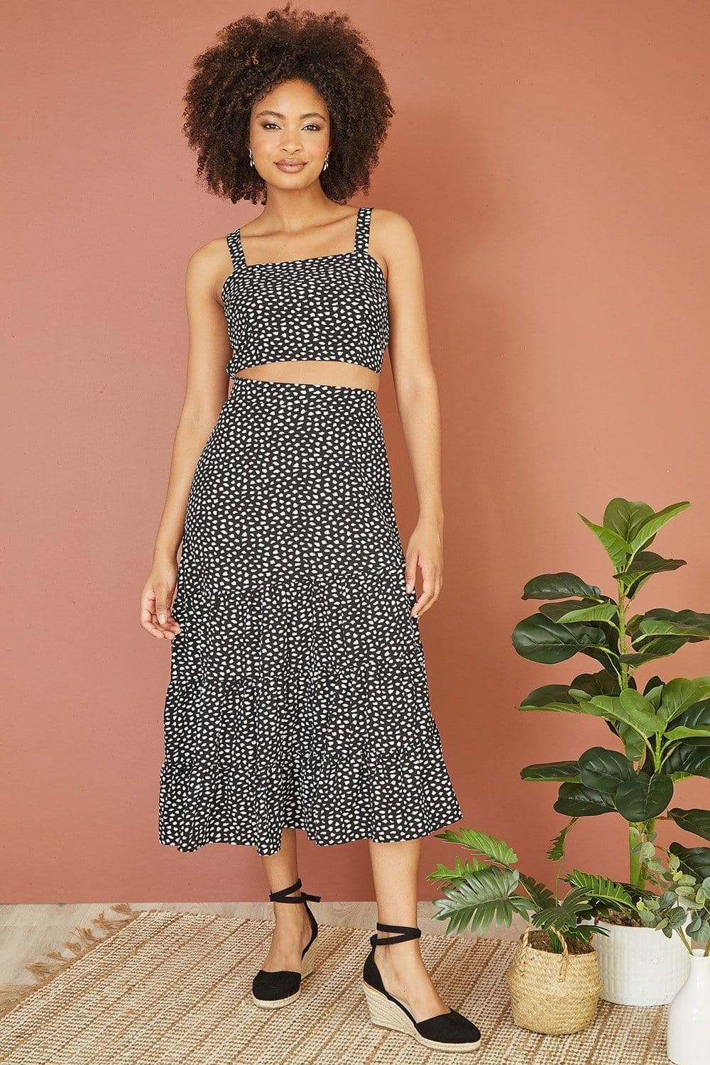 Dalmatian Print Midi Skirt