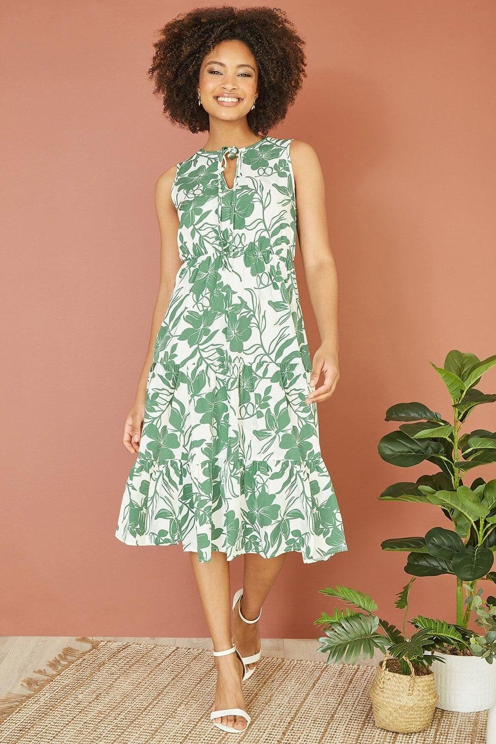Floral Relaxed Sleeveless Midi Dress