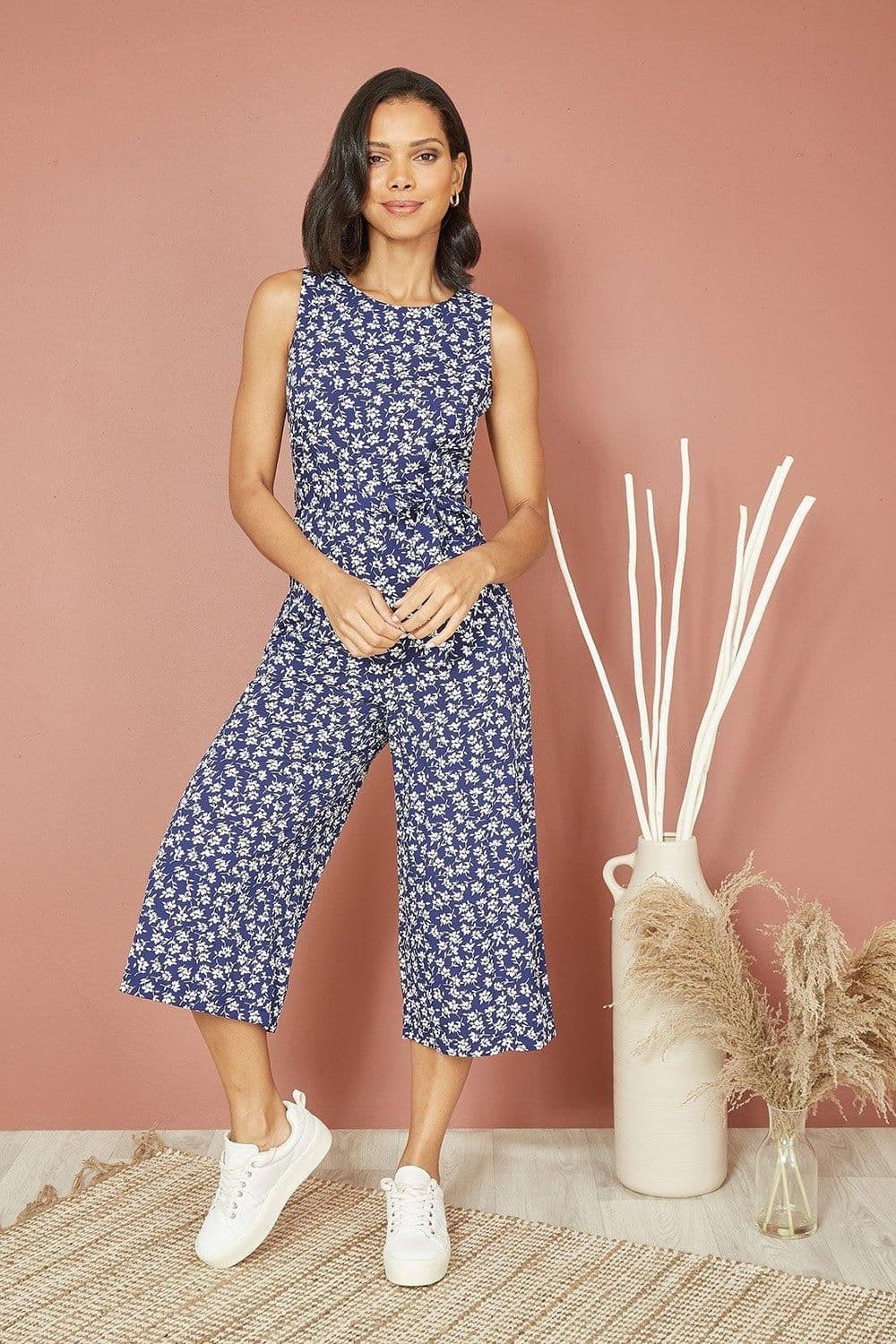 Ditsy Print Culotte Jumpsuit