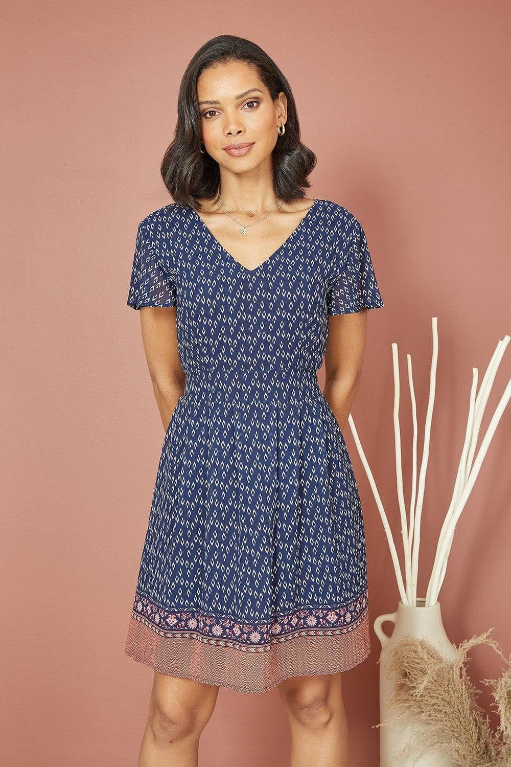 Border Print Skater Dress