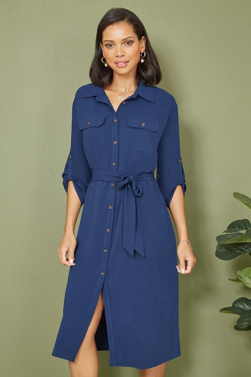 Midi Stretch Shirt Dress