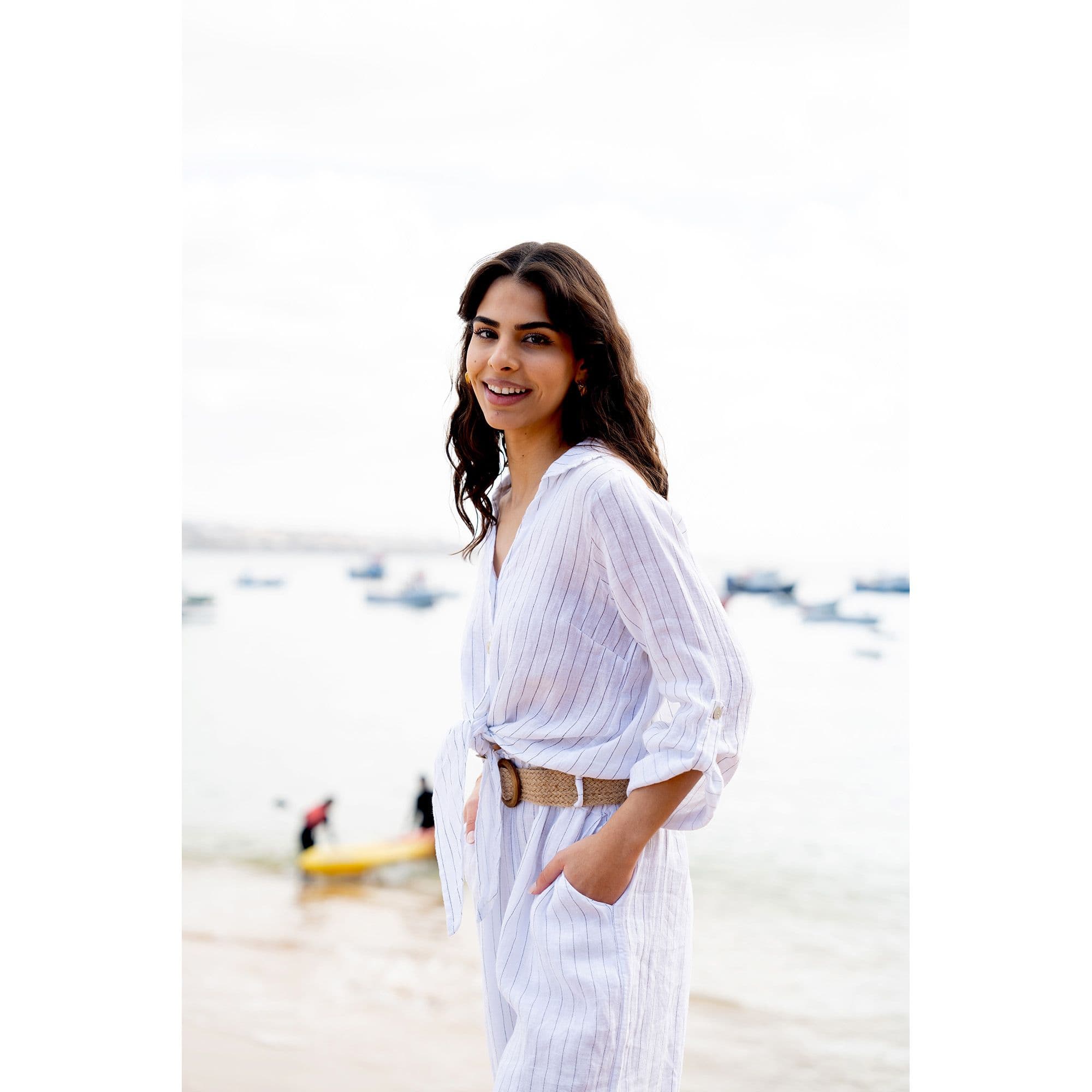 White Striped Italian Linen Shirt