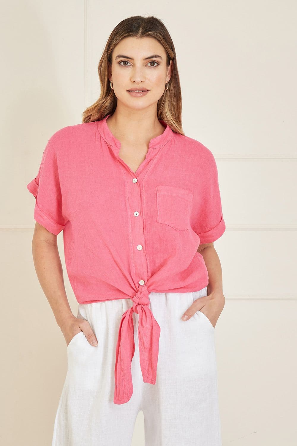Pink Italian Linen Shirt