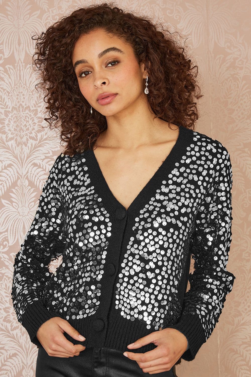 Sequin Knitted Cardigan S M
