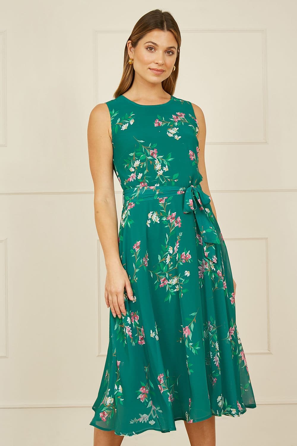 Yumi Women's Green Daisy Print Skater Dress | Size: 10
