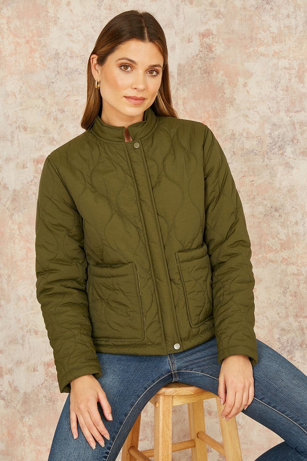 Yumi Women's Green Short Quilted Jacket | Size: 10