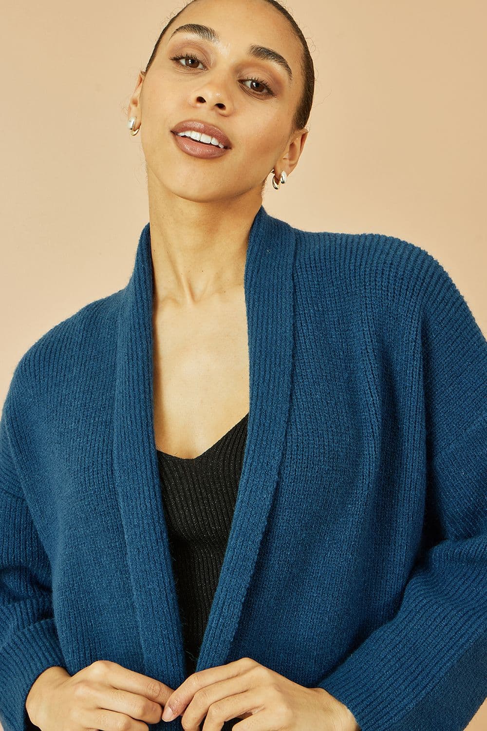 Yumi Women's Teal Knitted Maxi Cardigan With Pockets | Size: Large