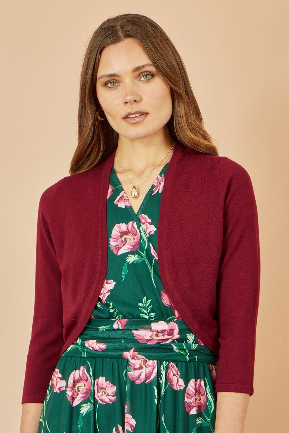 Yumi Women's Burgundy Knitted Bolero | Size: Medium