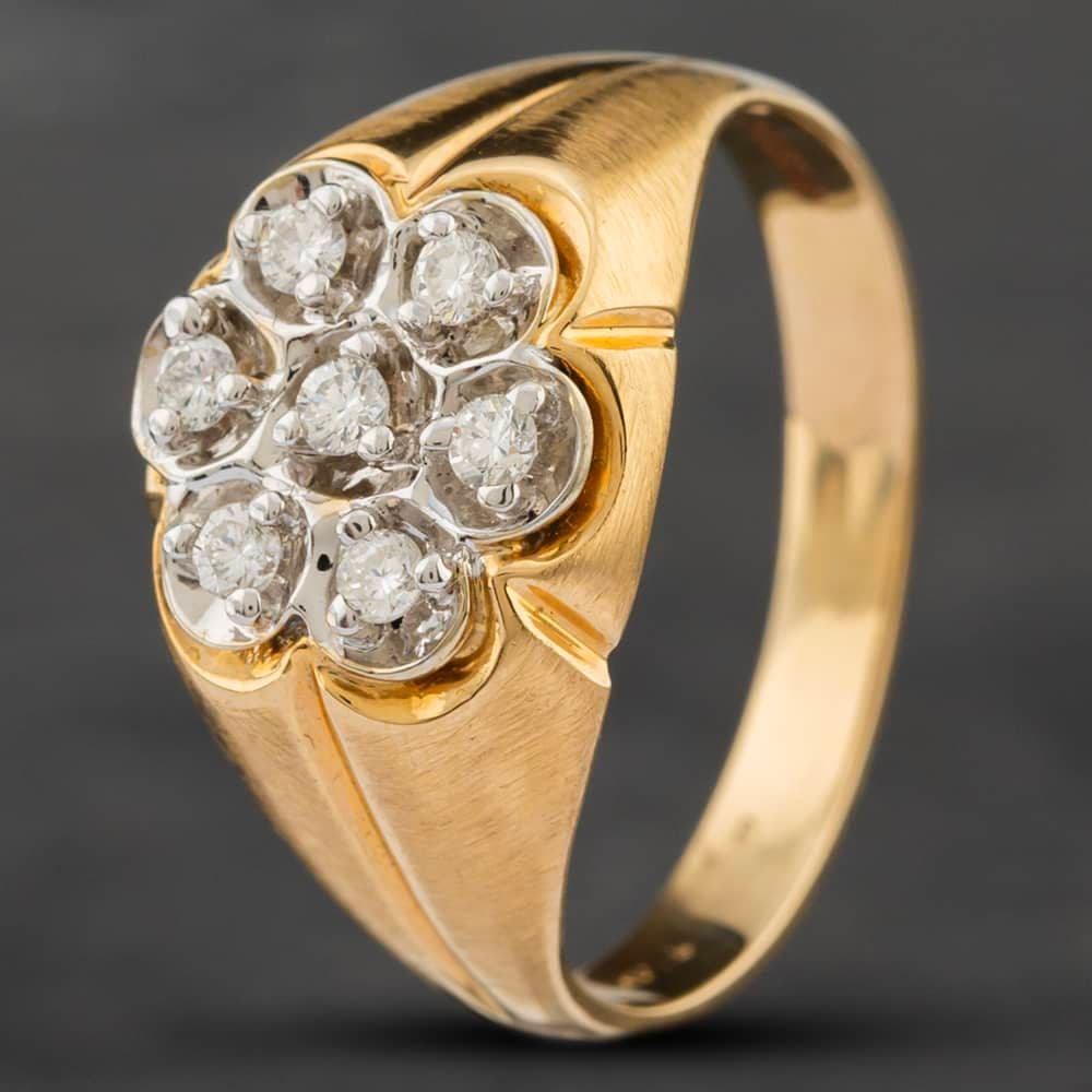 Preloved 14ct Yellow Gold Brilliant Cut Diamond Seven Stone Cluster Ring