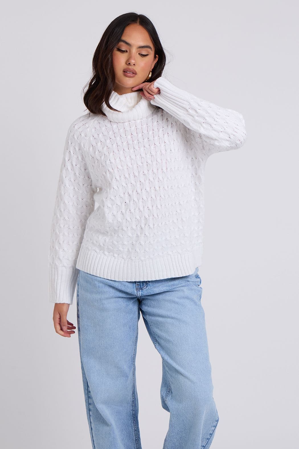 Honeycomb Cable Roll Neck Jumper