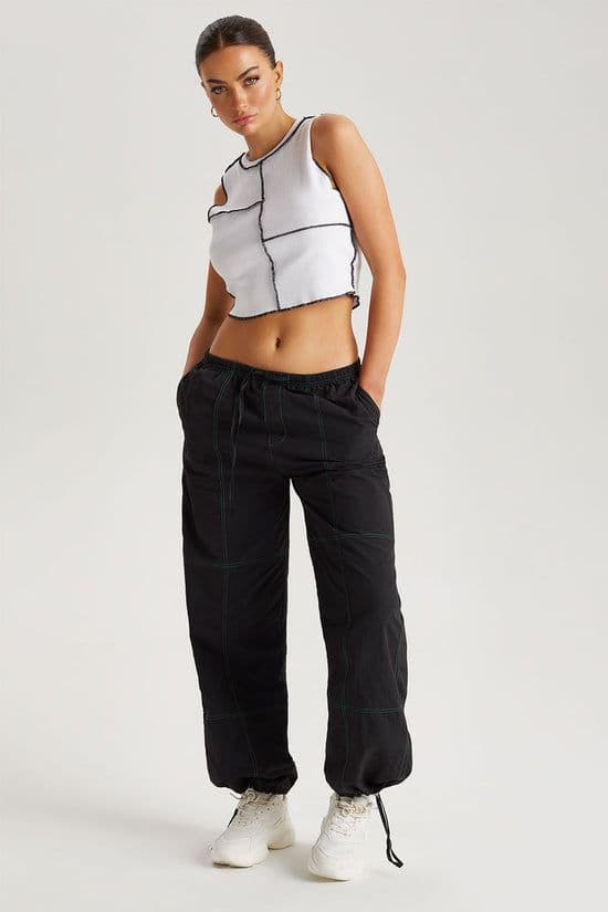 Urban Bliss Women's Contrast Stitch Trouser in Black | Size: Large