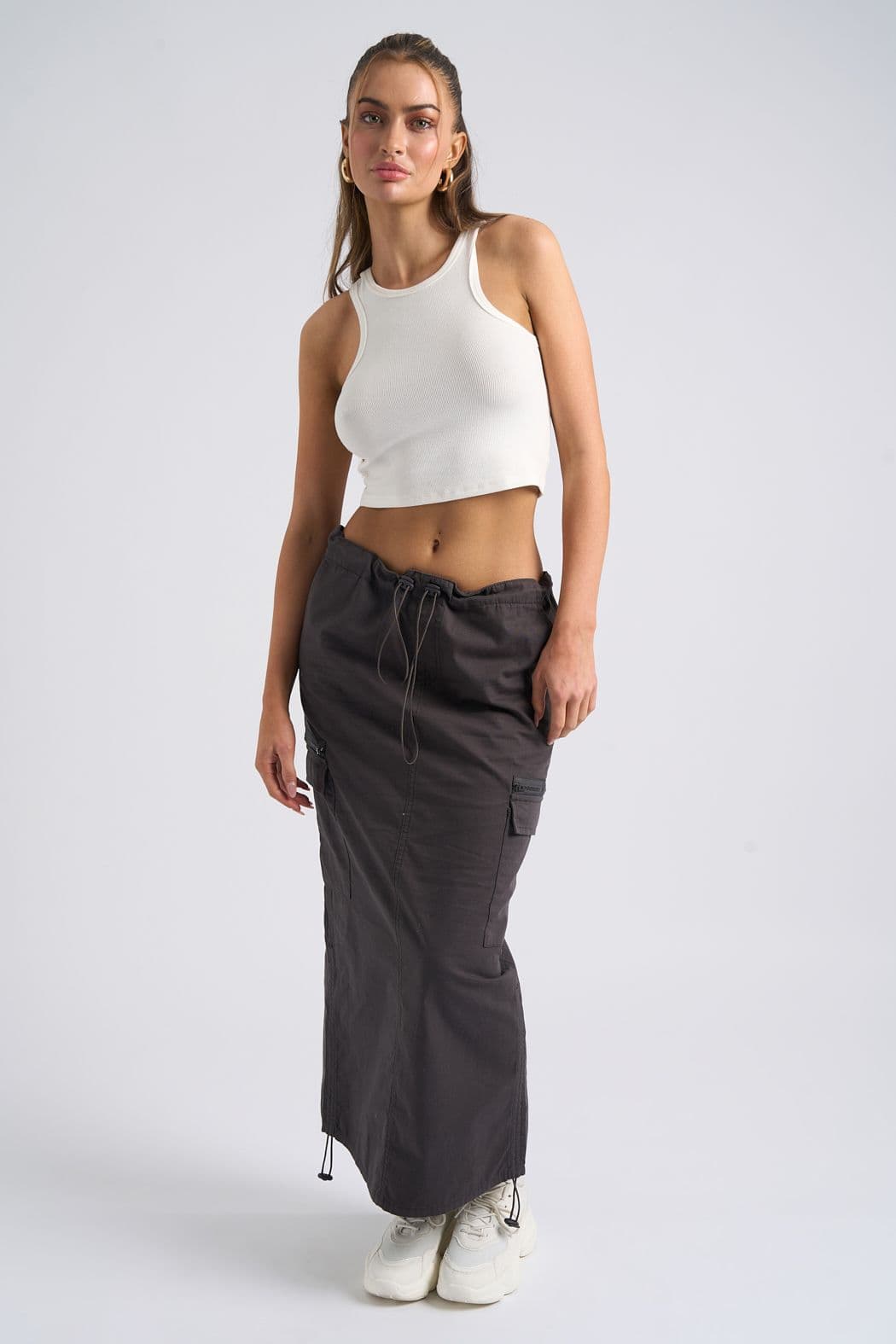 Urban Bliss Women's Charcoal Parachute Midi Skirt | Size: 10