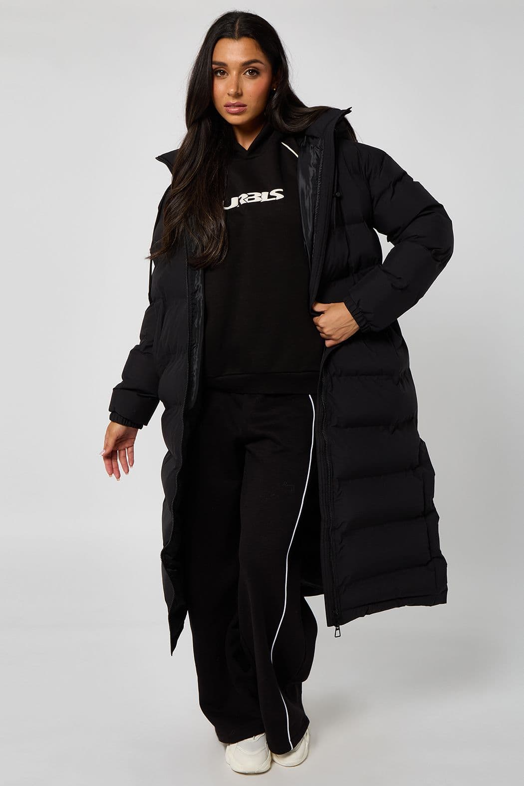 Urban Bliss Women's Heat seal Maxi Puffer Coat in Black | Size: 8