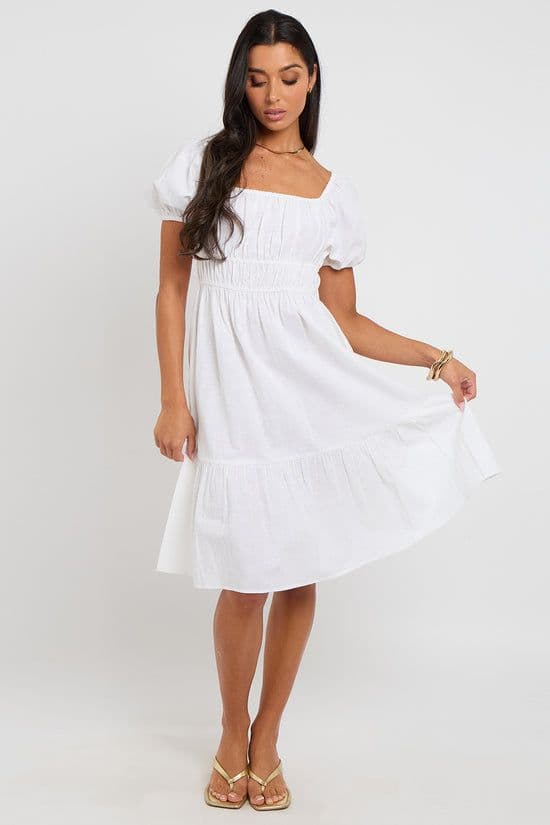 Urban Bliss Women's Milk-Maid Smock Dress in White | Size: 12