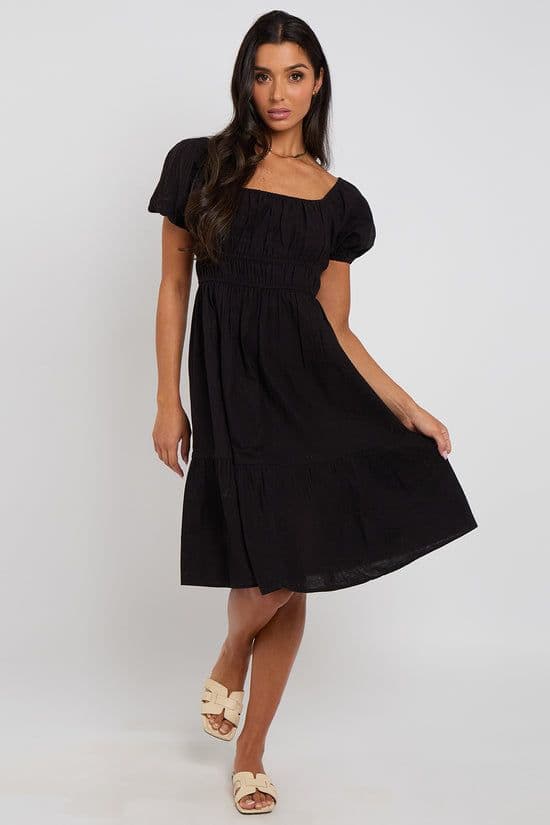 Urban Bliss Women's Milk-Maid Smock Dress in Black | Size: 10