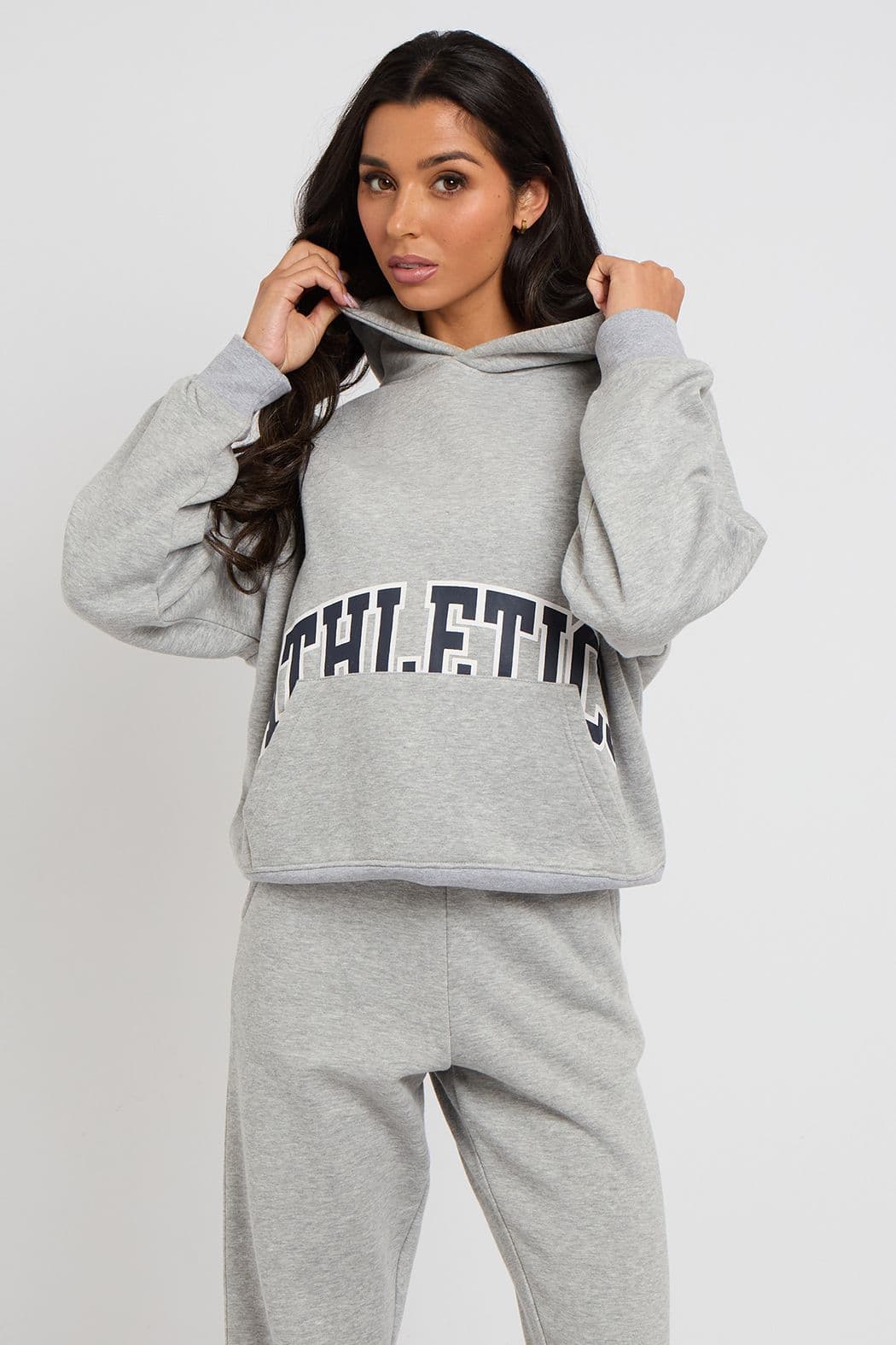 Urban Bliss Women's Athleisure Print Hoodie in Grey | Size: 16