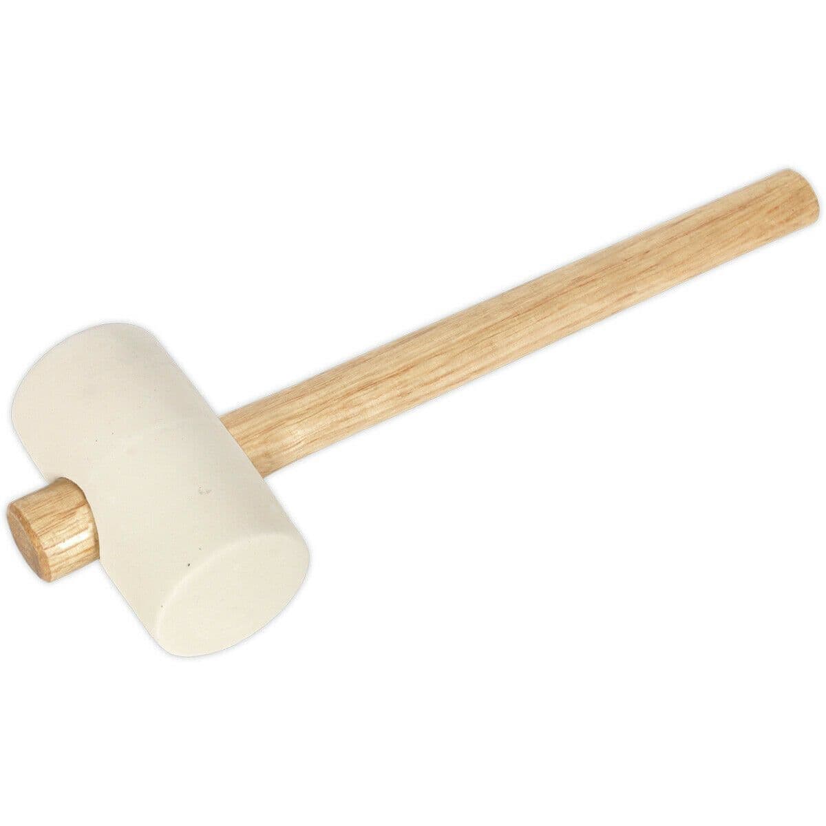 1lb White Rubber Mallet - Wooden Shaft Handle - General Purpose Hammer