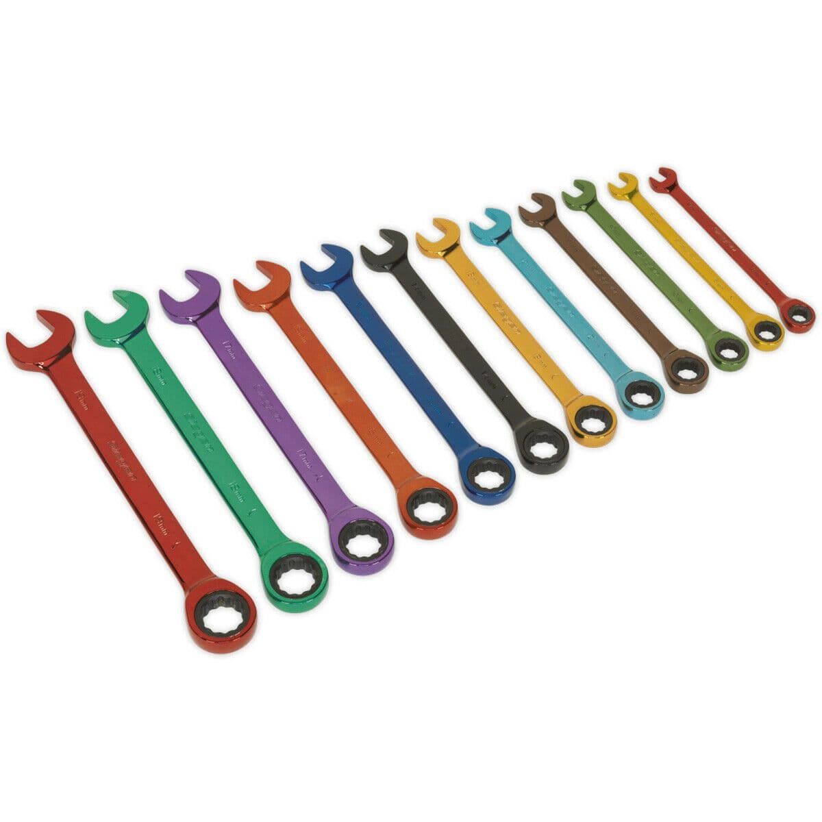 12pc Combination Ratchet Spanner Kit Hardened Metric Socket Ring