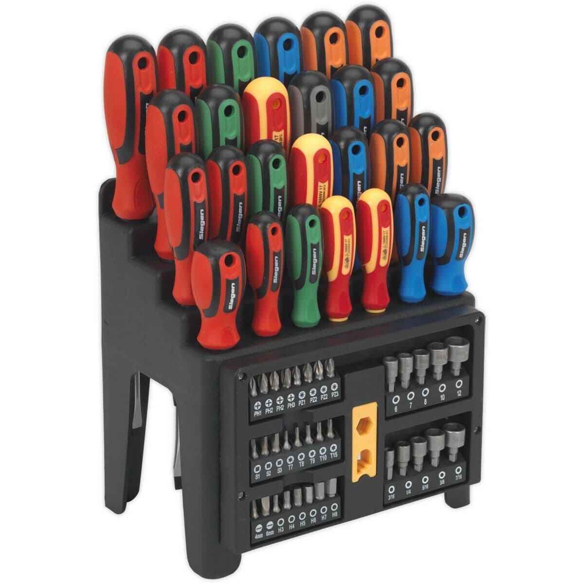 61 PACK Large Screwdriver Nut Driver & Bit Set Coded & Storage Stand