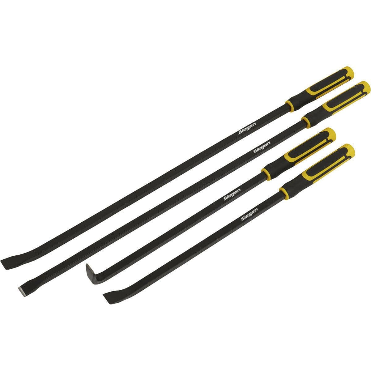 4 Piece Heavy Duty Angled Pry Bar Set - Hammer Caps - Heat Treated Steel Shafts