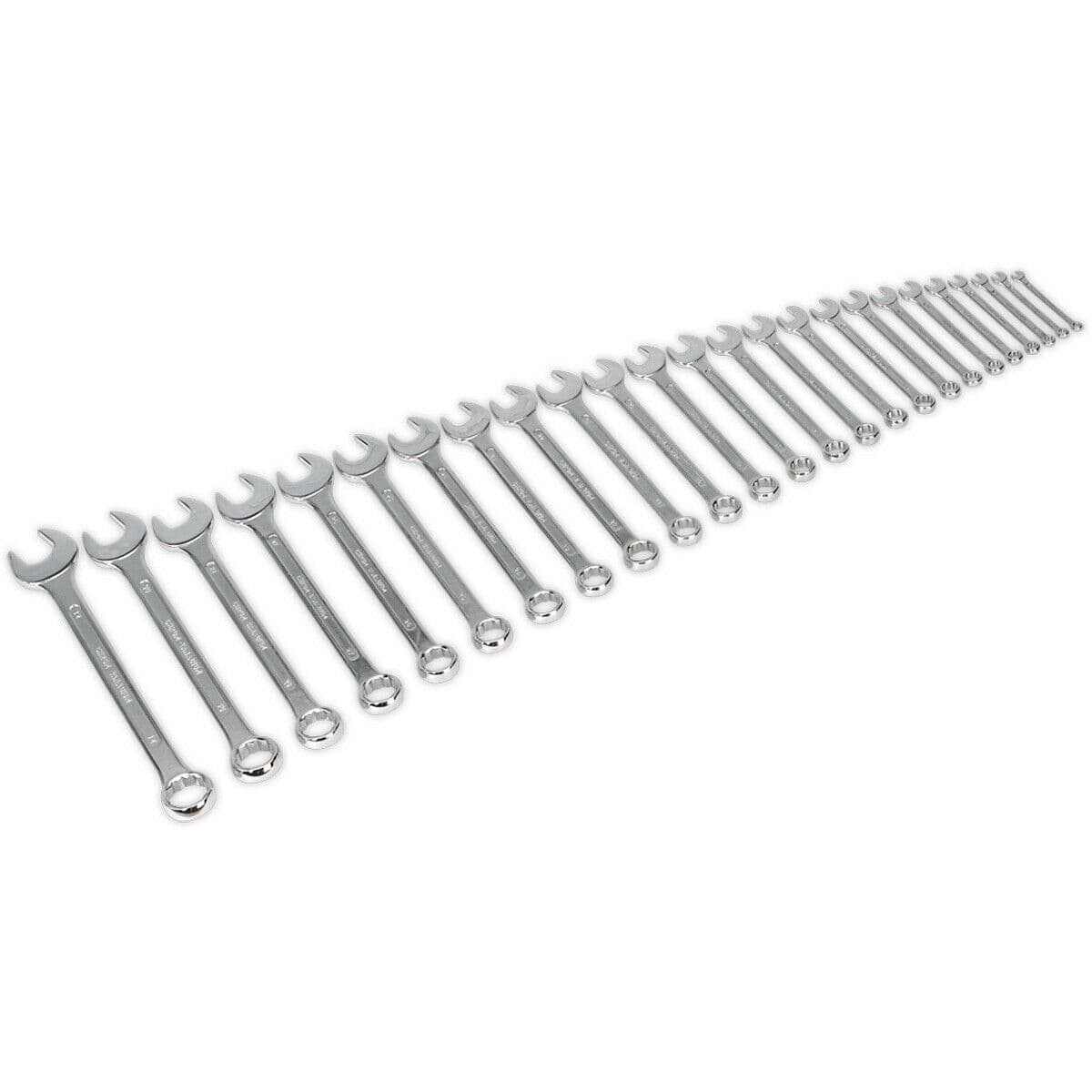 25pc LARGE Handled Combination Spanner Set 12 Point Metric Ring Open Head Wrench