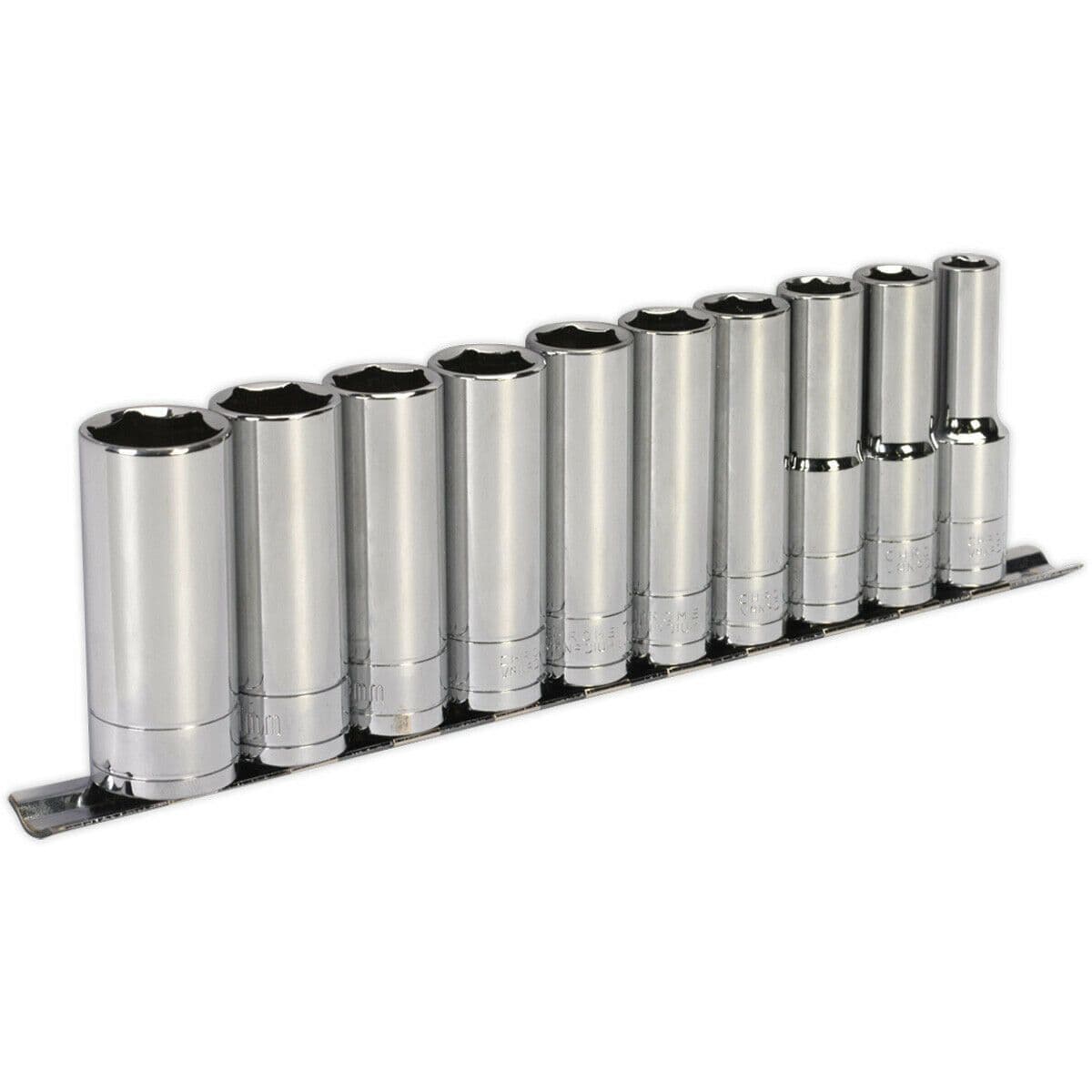 10pc PREMIUM DEEP Socket Set - 1/2" Square Drive 6 Point Metric High Torque Nut