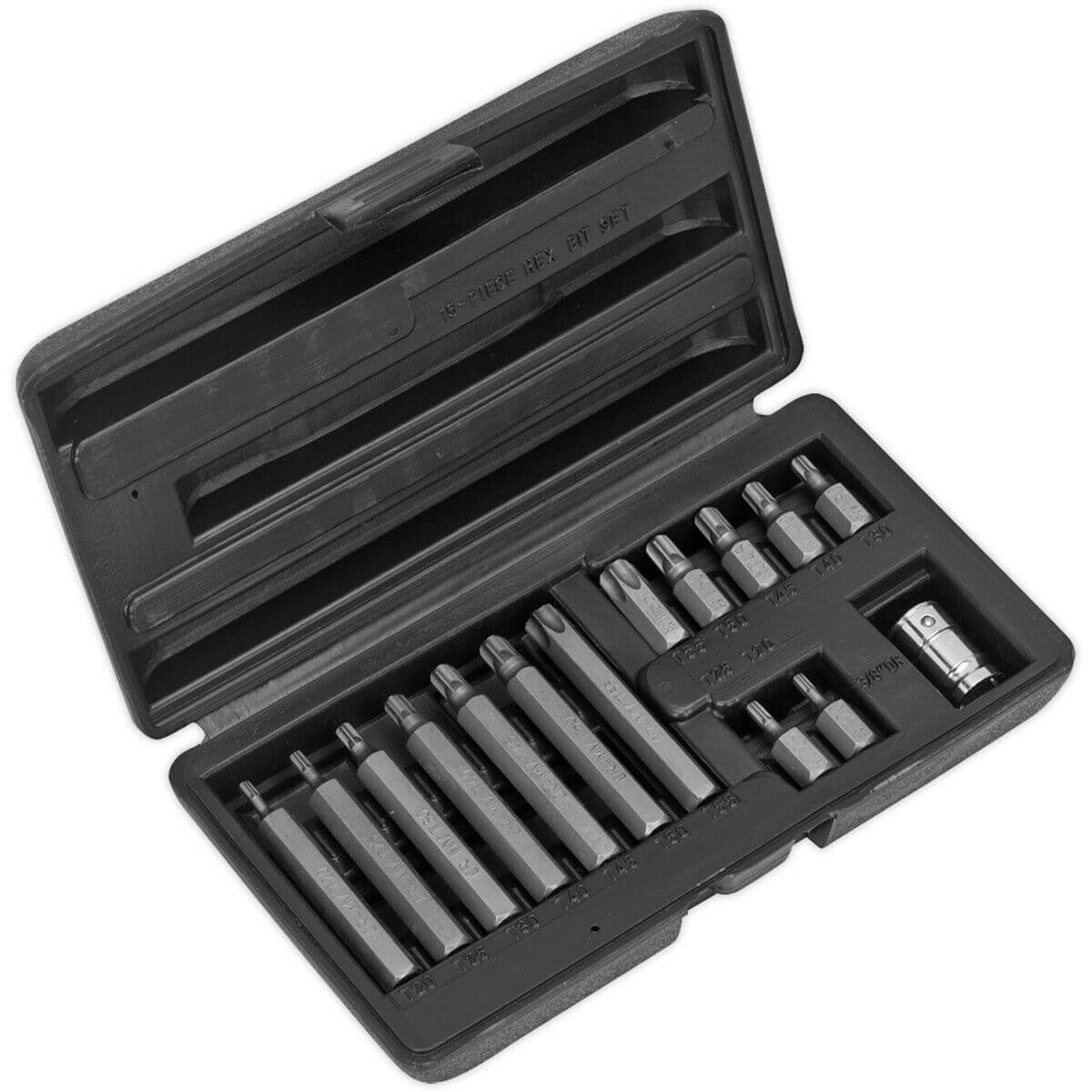 15pc TRX Star Socket Bit Set 3 8" Square Drive Quick Change Short & Long Shaft