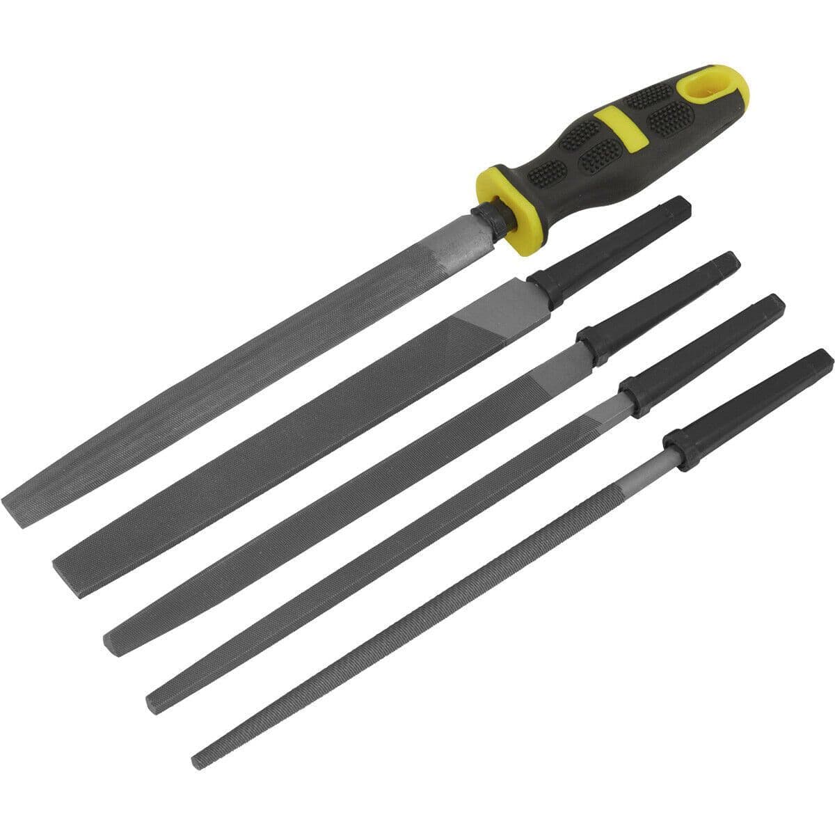 5 Piece 200mm Interchangeable File Set Double Cut Coarse Comfort Grip