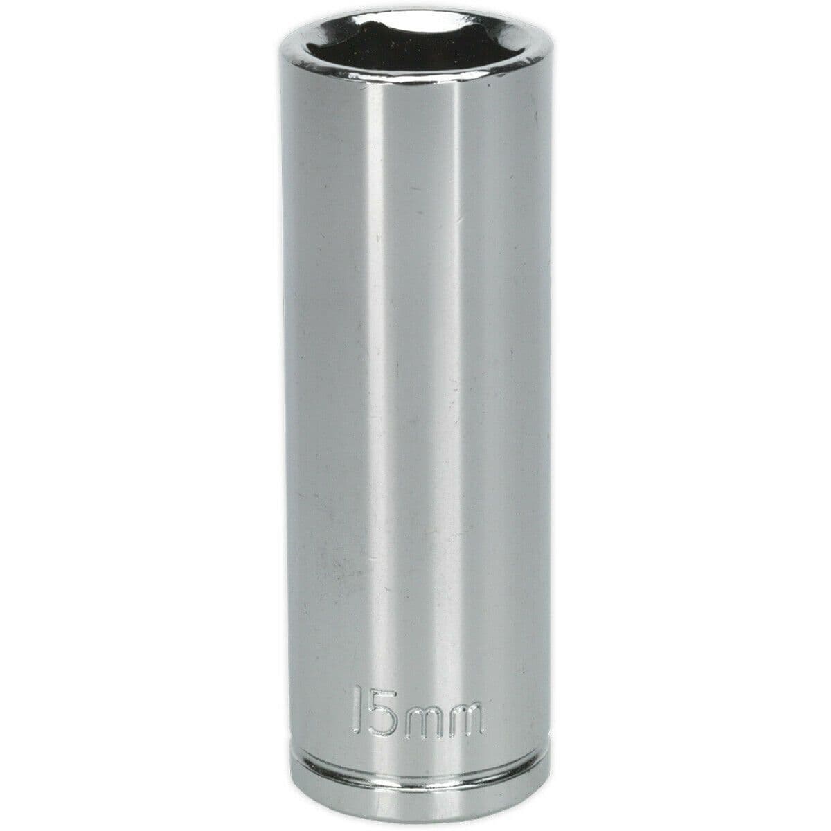 15mm Chrome Plated Deep Drive Socket 3 8" Square Drive High Grade Carbon Steel
