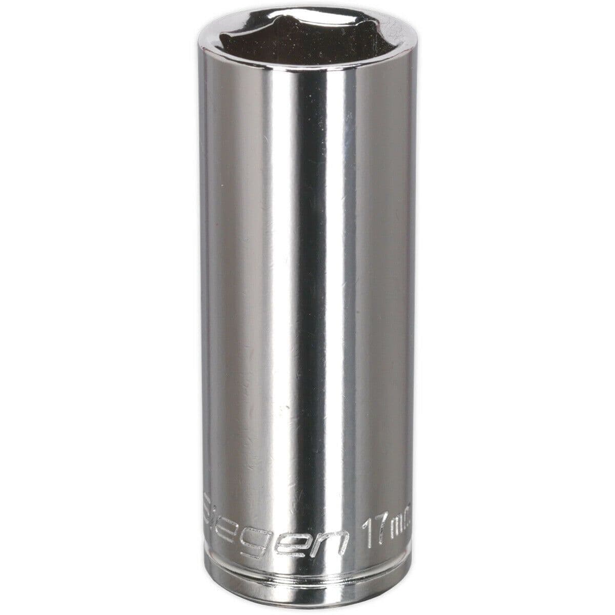 17mm Chrome Plated Deep Drive Socket 3 8" Square Drive High Grade Carbon Steel