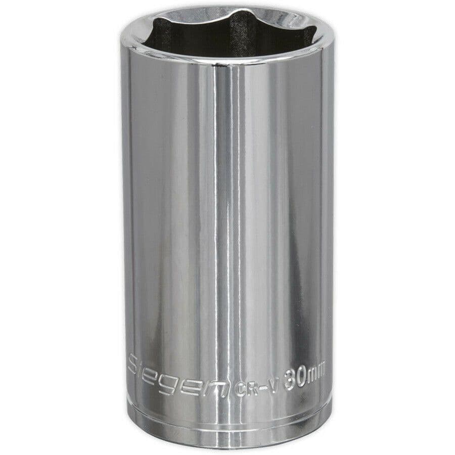 30mm Chrome Plated Deep Drive Socket 1 2" Square Drive High Grade Carbon Steel