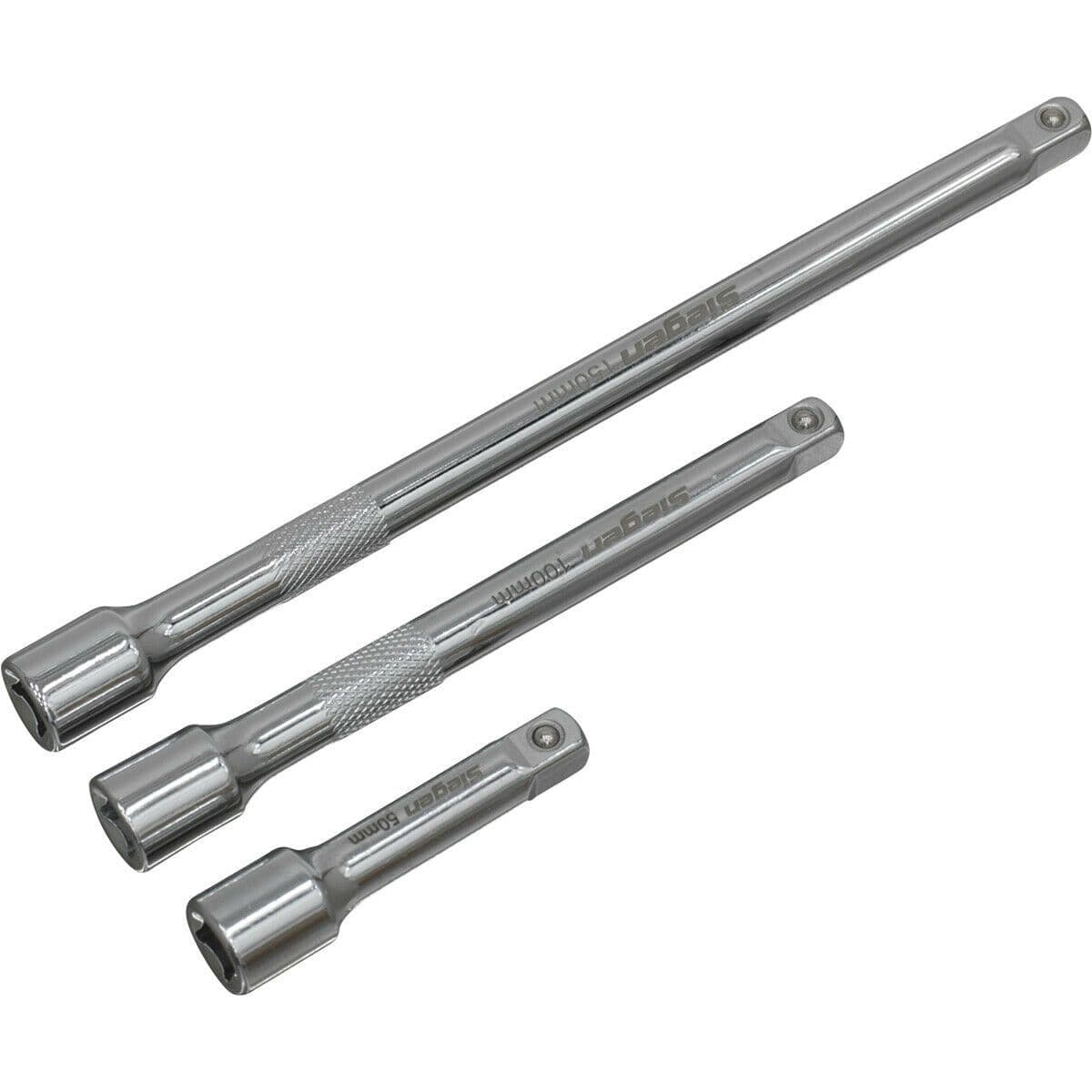 3 Piece Steel Extension Bar Set 1 4" Sq Drive Spring Ball Socket Retainer