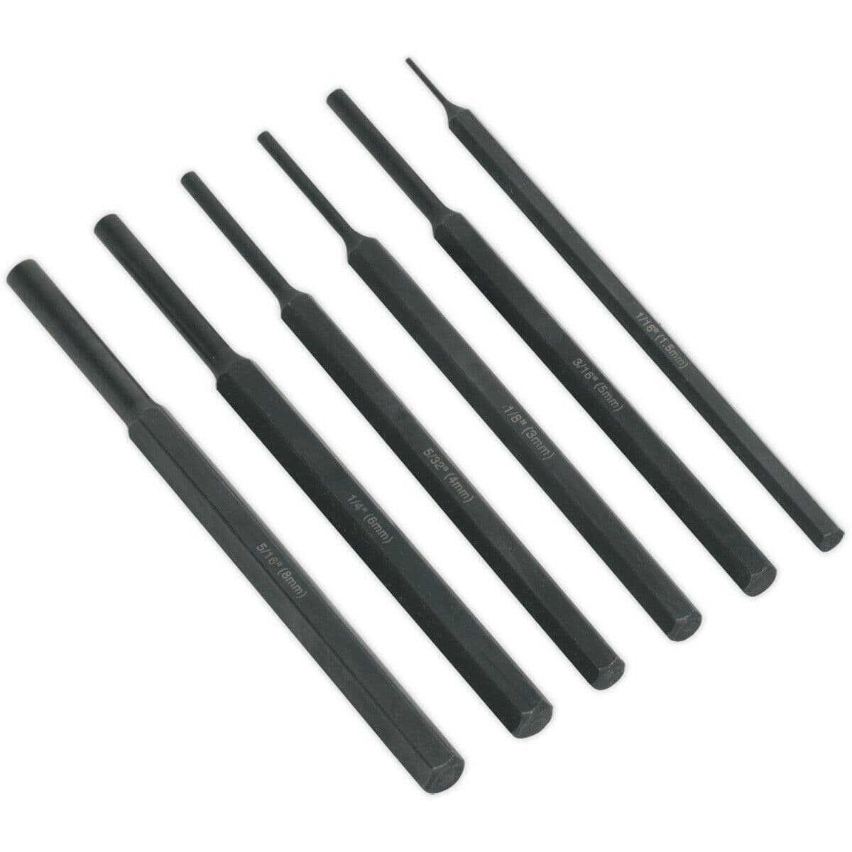 6 Piece Parallel Pin Punch Set Hardened & Tempered Corrosion Resistant