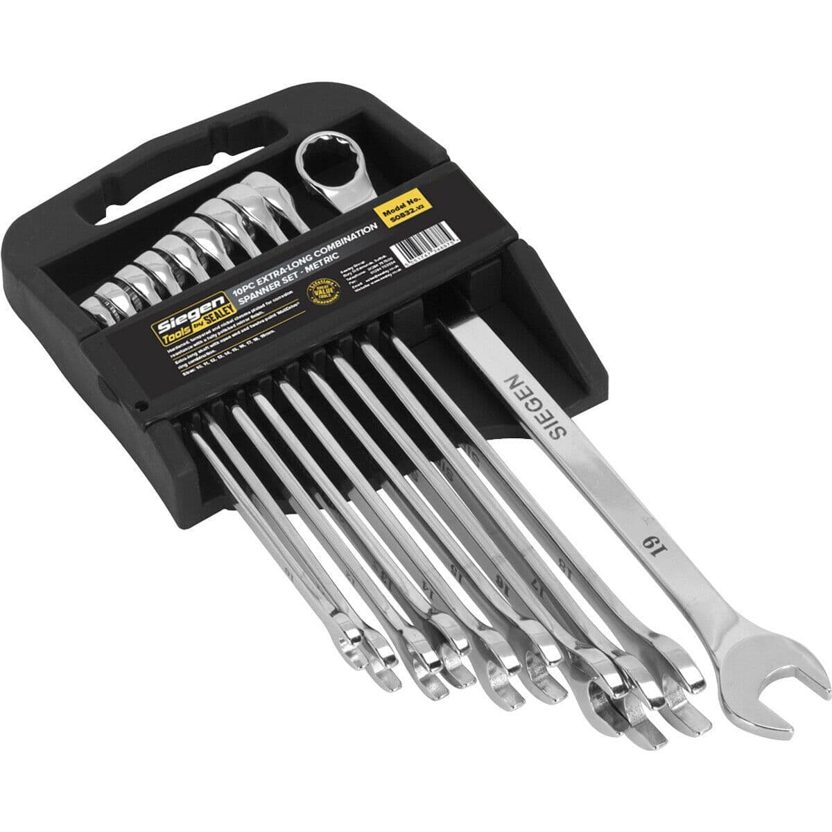 10pc EXTRA LONG Combination Hand Spanner Set Metric 12 Point Slim Handle Ring