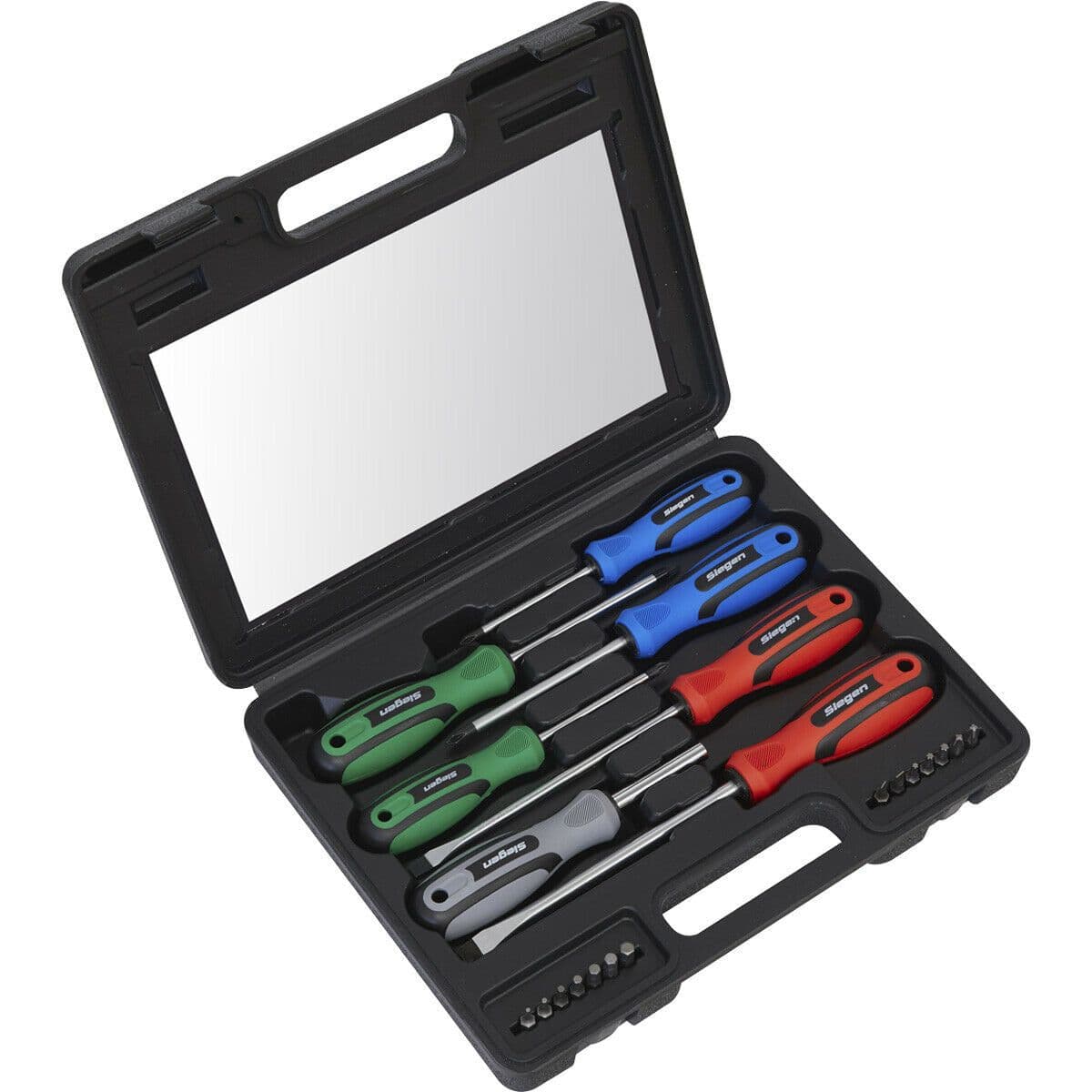 21 PACK Premium Soft Grip Handle Screwdriver Set & Case - Slotted POZI Magnetic