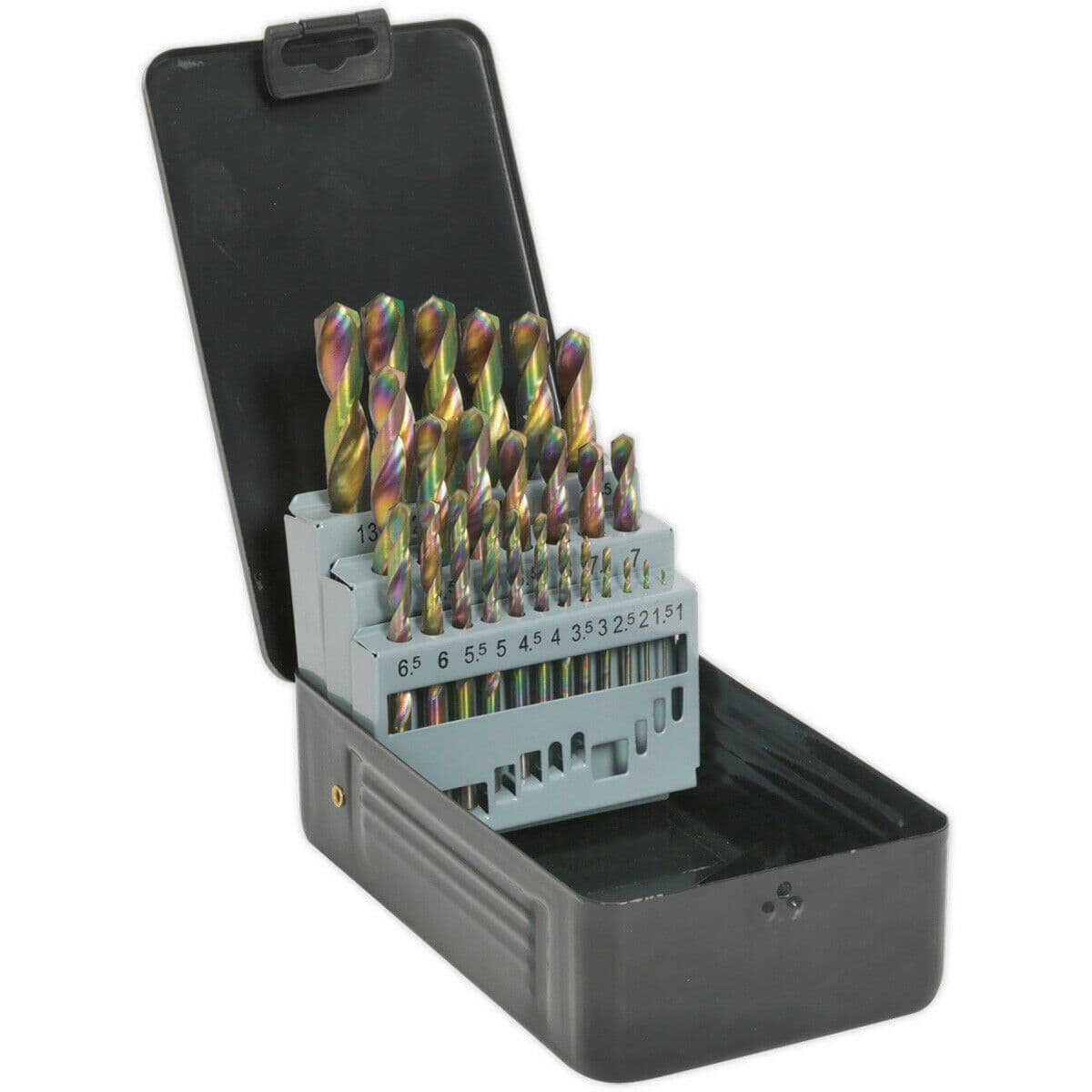 25 Piece Edge Ground HSS Drill Bit Set 1mm to 13mm Hand & Pillar Drills